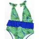 Floral-Print Falbala Split-Joint Deep V-Neck One-Piece Swimwear Floral-Print Falbala Split-Joint Deep V-Neck One-Piece Swimwear