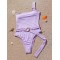 Solid Color One-Shoulder Belted One-Piece Swimwear