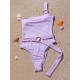 Solid Color One-Shoulder Belted One-Piece Swimwear Solid Color One-Shoulder Belted One-Piece Swimwear