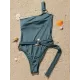 Solid Color One-Shoulder Belted One-Piece Swimwear Solid Color One-Shoulder Belted One-Piece Swimwear