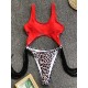 Hollow Tasseled Color-Block One-Piece Swimwear Hollow Tasseled Color-Block One-Piece Swimwear