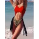 Hollow Tasseled Color-Block One-Piece Swimwear Hollow Tasseled Color-Block One-Piece Swimwear