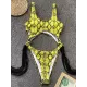 Hollow Tasseled Color-Block One-Piece Swimwear Hollow Tasseled Color-Block One-Piece Swimwear