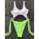 Hollow Tasseled Color-Block One-Piece Swimwear Hollow Tasseled Color-Block One-Piece Swimwear