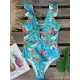 Ruffled Floral Print V-Back One-Piece Swimwear Ruffled Floral Print V-Back One-Piece Swimwear