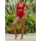 Falbala Sleeve Tight Hollow Knotted One-Piece Swimwear Falbala Sleeve Tight Hollow Knotted One-Piece Swimwear