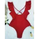 Falbala Sleeve Tight Hollow Knotted One-Piece Swimwear Falbala Sleeve Tight Hollow Knotted One-Piece Swimwear
