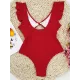 Falbala Sleeve Tight Hollow Knotted One-Piece Swimwear Falbala Sleeve Tight Hollow Knotted One-Piece Swimwear