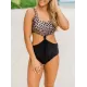 Sleeveless Leopard Print Split-Joint Monokini Swimwear Sleeveless Leopard Print Split-Joint Monokini Swimwear