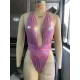 Solid Color Backless Padded Halter-Neck One-Piece Swimwear Solid Color Backless Padded Halter-Neck One-Piece Swimwear