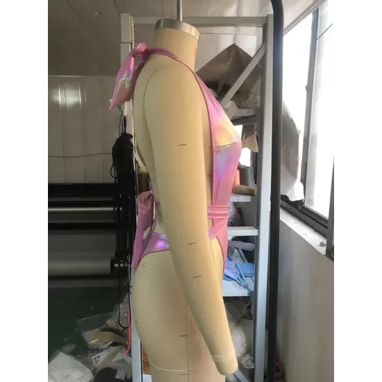 Solid Color Backless Padded Halter-Neck One-Piece Swimwear Solid Color Backless Padded Halter-Neck One-Piece Swimwear