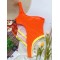 Contrast Color Split-Joint Asymmetric One-Shoulder One-Piece Swimwear