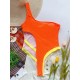 Contrast Color Split-Joint Asymmetric One-Shoulder One-Piece Swimwear Contrast Color Split-Joint Asymmetric One-Shoulder One-Piece Swimwear