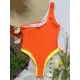 Contrast Color Split-Joint Asymmetric One-Shoulder One-Piece Swimwear Contrast Color Split-Joint Asymmetric One-Shoulder One-Piece Swimwear