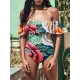 Off-The-Shoulder Floral One-Piece Swimwear Off-The-Shoulder Floral One-Piece Swimwear