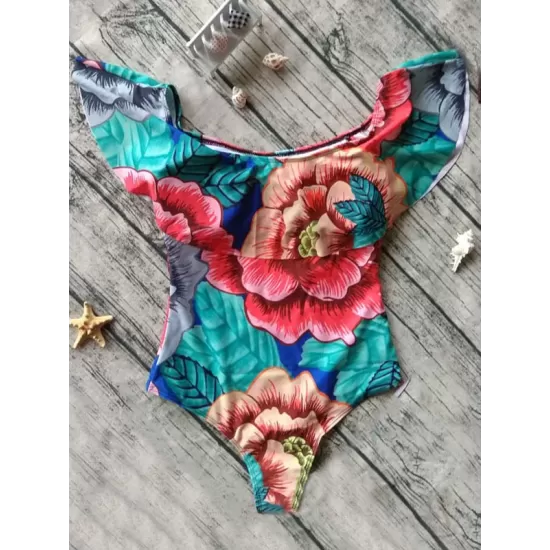 Off-The-Shoulder Floral One-Piece Swimwear Off-The-Shoulder Floral One-Piece Swimwear