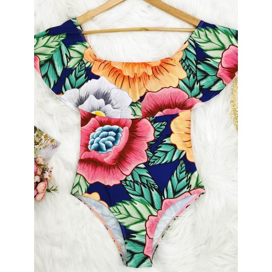 Off-The-Shoulder Floral One-Piece Swimwear Off-The-Shoulder Floral One-Piece Swimwear