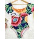 Off-The-Shoulder Floral One-Piece Swimwear Off-The-Shoulder Floral One-Piece Swimwear