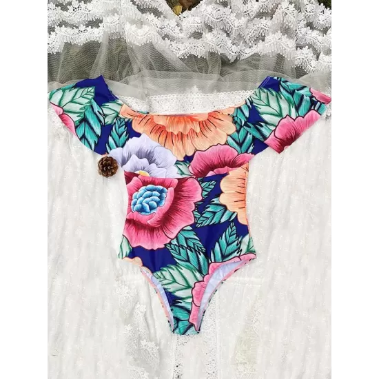 Off-The-Shoulder Floral One-Piece Swimwear Off-The-Shoulder Floral One-Piece Swimwear
