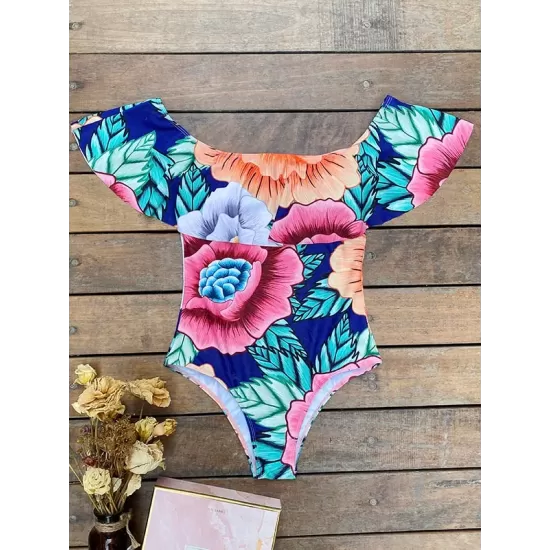 Off-The-Shoulder Floral One-Piece Swimwear Off-The-Shoulder Floral One-Piece Swimwear