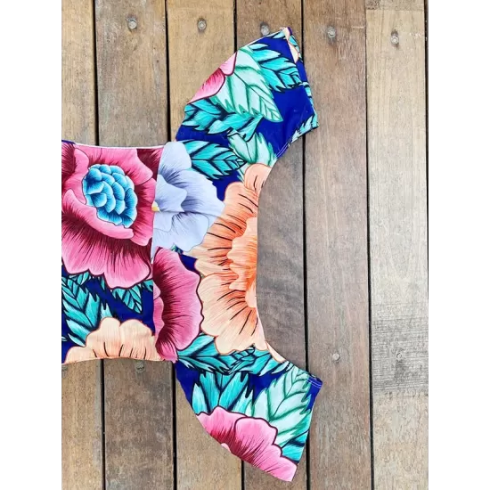 Off-The-Shoulder Floral One-Piece Swimwear Off-The-Shoulder Floral One-Piece Swimwear