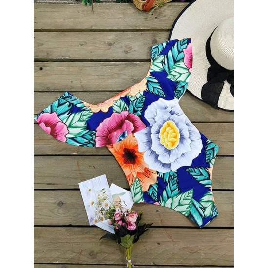 Off-The-Shoulder Floral One-Piece Swimwear Off-The-Shoulder Floral One-Piece Swimwear