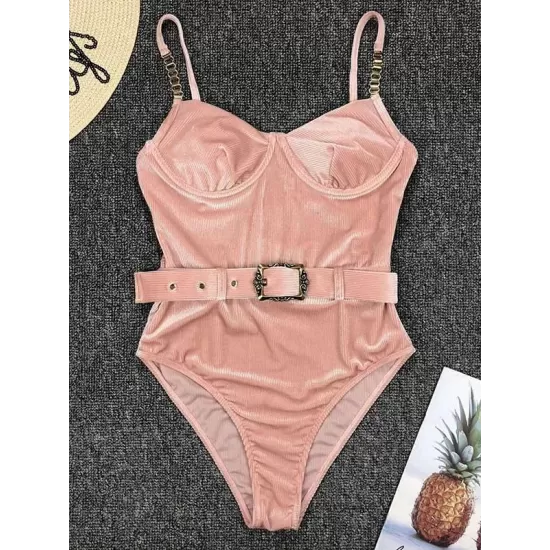 Gorgeous Embellished Underwired Belted One-Piece Swimwear Gorgeous Embellished Underwired Belted One-Piece Swimwear