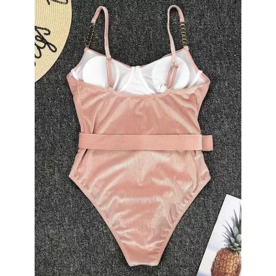 Gorgeous Embellished Underwired Belted One-Piece Swimwear Gorgeous Embellished Underwired Belted One-Piece Swimwear