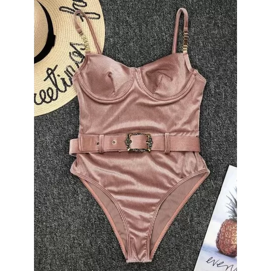 Gorgeous Embellished Underwired Belted One-Piece Swimwear Gorgeous Embellished Underwired Belted One-Piece Swimwear