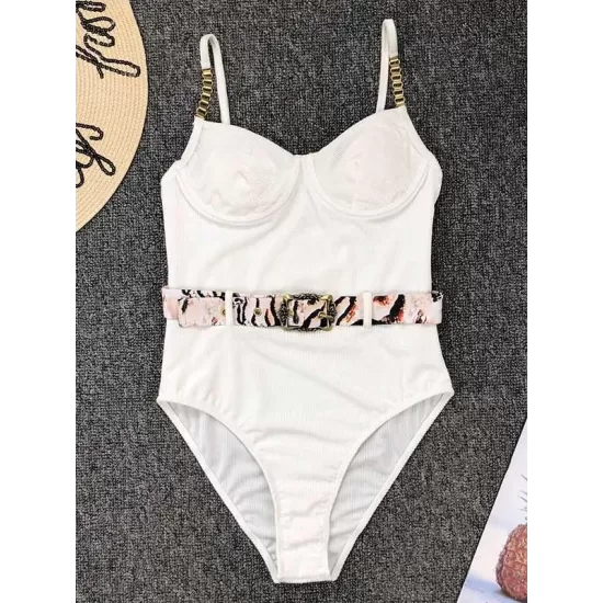 Gorgeous Embellished Underwired Belted One-Piece Swimwear Gorgeous Embellished Underwired Belted One-Piece Swimwear