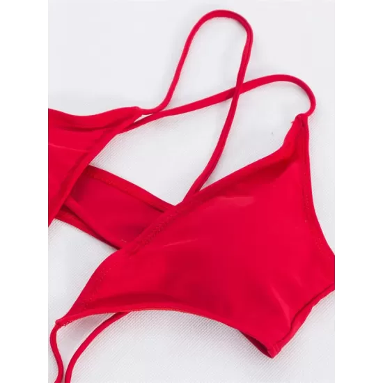 Solid Color Irregular Cropping Hollow Monokini Swimwear Solid Color Irregular Cropping Hollow Monokini Swimwear