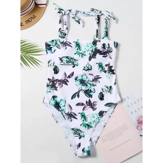 Printed Knotted One-Piece Swimwear Printed Knotted One-Piece Swimwear