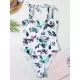 Printed Knotted One-Piece Swimwear Printed Knotted One-Piece Swimwear