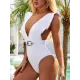 Deep V-Neck Short Sleeve Ruffled One-Piece Swimwear Deep V-Neck Short Sleeve Ruffled One-Piece Swimwear