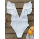 Deep V-Neck Short Sleeve Ruffled One-Piece Swimwear Deep V-Neck Short Sleeve Ruffled One-Piece Swimwear