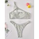 One-Shoulder Hollow Solid Color Split Bikini Swimsuit One-Shoulder Hollow Solid Color Split Bikini Swimsuit