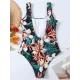 Floral Printed Zipper Backless One-Piece Swimwear Floral Printed Zipper Backless One-Piece Swimwear