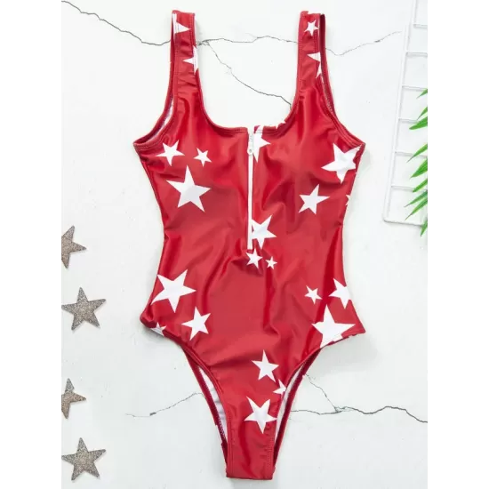 Floral Printed Zipper Backless One-Piece Swimwear Floral Printed Zipper Backless One-Piece Swimwear
