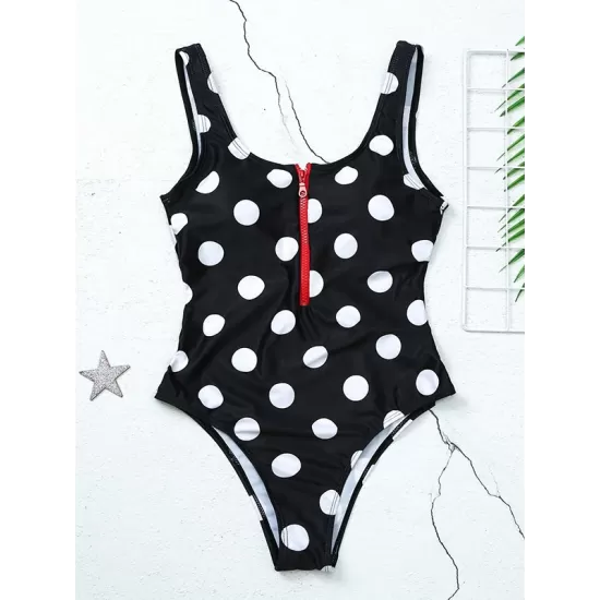 Floral Printed Zipper Backless One-Piece Swimwear Floral Printed Zipper Backless One-Piece Swimwear