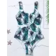 Floral Printed Zipper Backless One-Piece Swimwear Floral Printed Zipper Backless One-Piece Swimwear