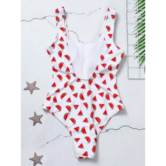 Floral Printed Zipper Backless One-Piece Swimwear Floral Printed Zipper Backless One-Piece Swimwear