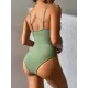 Padded Bandage Belly-Hollow Solid Color Deep V-Neck One-Piece Swimwear Padded Bandage Belly-Hollow Solid Color Deep V-Neck One-Piece Swimwear
