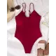 Padded Bandage Belly-Hollow Solid Color Deep V-Neck One-Piece Swimwear Padded Bandage Belly-Hollow Solid Color Deep V-Neck One-Piece Swimwear