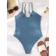 Padded Bandage Belly-Hollow Solid Color Deep V-Neck One-Piece Swimwear Padded Bandage Belly-Hollow Solid Color Deep V-Neck One-Piece Swimwear