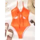 Padded Bandage Belly-Hollow Solid Color Deep V-Neck One-Piece Swimwear Padded Bandage Belly-Hollow Solid Color Deep V-Neck One-Piece Swimwear