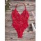 Deep V-Neck Lace One-Piece Bodysuit Lingerie