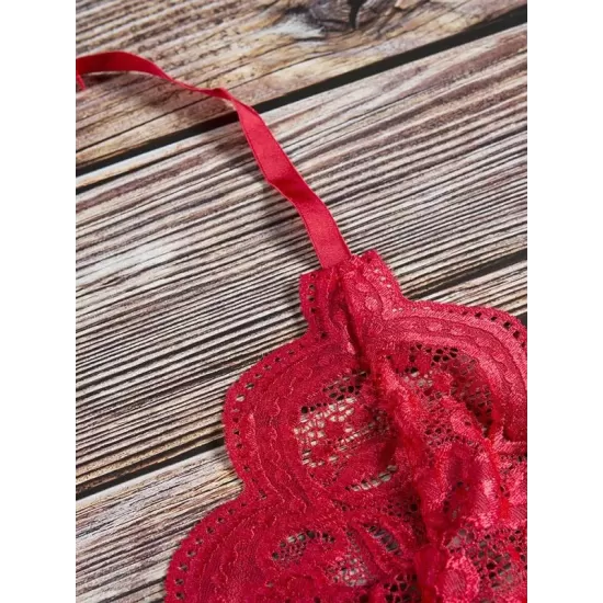 Deep V-Neck Lace One-Piece Bodysuit Lingerie Deep V-Neck Lace One-Piece Bodysuit Lingerie
