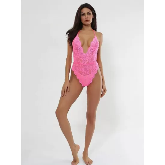 Deep V-Neck Lace One-Piece Bodysuit Lingerie Deep V-Neck Lace One-Piece Bodysuit Lingerie