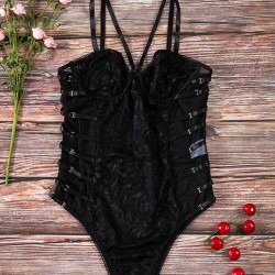 Hollow Bandage One-Piece Teddy Lingerie