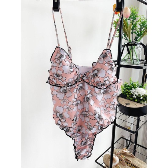 Floral-Print Triangles One-Piece Swimwear Floral-Print Triangles One-Piece Swimwear